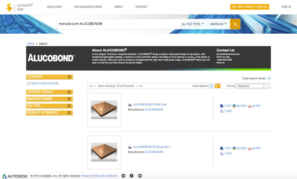 Alucobond BIM Autodesk Seek