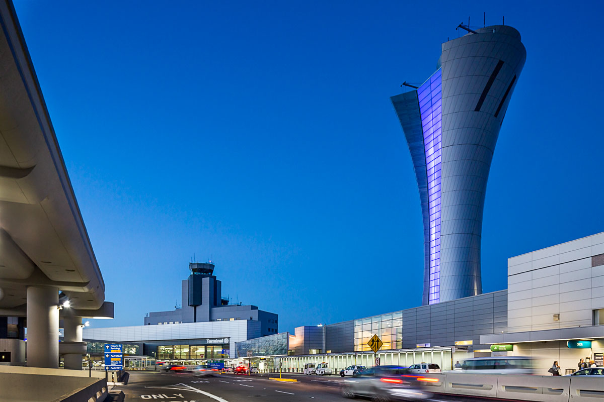 SFO airport control tower, San Francisco, HNTB, Fentress Architects, Keith, Panel, Pacific Erectors, Alucobond, Plus, SFO, Siliver, ACM, Photography, John, Swain