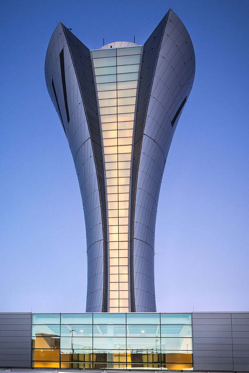 SFO airport control tower, San Francisco, HNTB, Fentress Architects, Keith, Panel, Pacific Erectors, Alucobond, Plus, SFO, Siliver, ACM, Photography, John, Swain