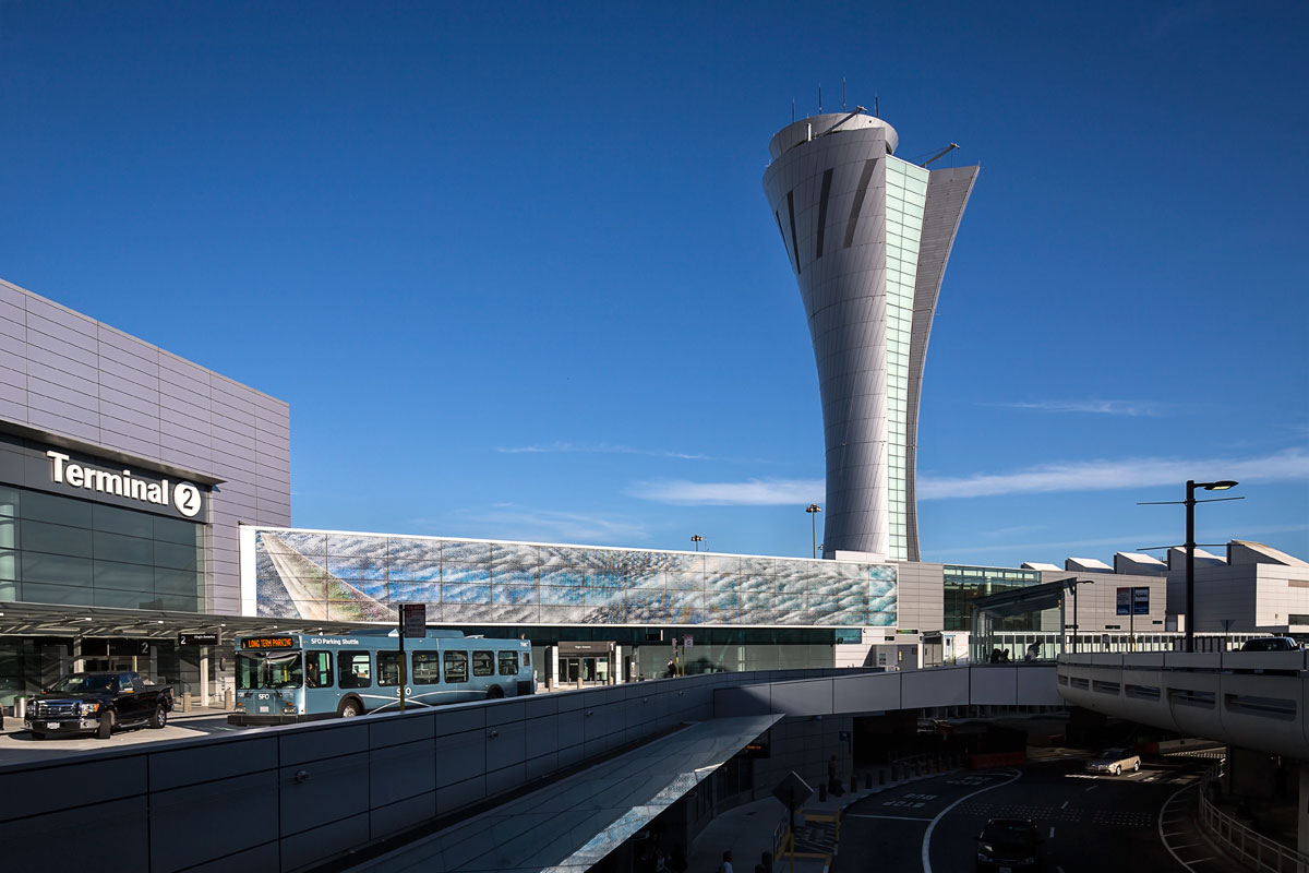 SFO airport control tower, San Francisco, HNTB, Fentress Architects, Keith, Panel, Pacific Erectors, Alucobond, Plus, SFO, Siliver, ACM, Photography, John, Swain